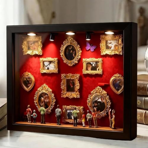 Qidures Scatola Fai Da Te Con Silhouette Mini Museo Per amicis Di Coppie | Mini Scatola Fai Da Te Con Sagomas Museale, Kit Cornice ScatolaOmbra Con 11 Cornici Per Foto In Miniatura Con 8 Figurine
