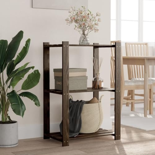 Mokuyary Support de rangement à 3 niveaux noir 60x38x90 cm bois pin Étagère Charge Lourde, Stockage rayonnage Support de Rangement pour Cuisine, Salon, Garage, Atelier