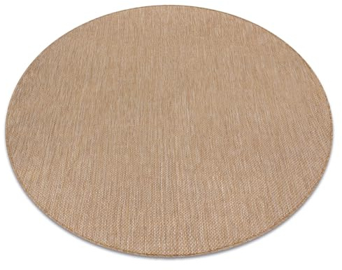 rugsx Teppich SION Sisal Optik, flachgewebt, strapazierfähig & pflegeleicht, Indoor & Outdoor, Wohnzimmer, Schlafzimmer, Balkon, Terrasse - Natural rund 200 cm
