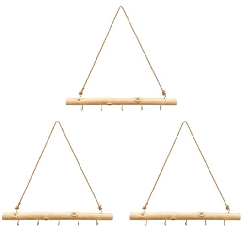 Bofanze 3 Stk Holzstange mit Kordel und Haken Treibholz Wandhaken Holzzweig | mit Kordel,40cm,für Bastelprojekte, Traumfänger und Windspiele,Deko,Holz