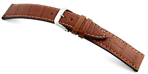 Rio S1931 Uhrenarmband Louisiana Crocodile Calf Rindleder Cognac Band Anstoss 20 mm
