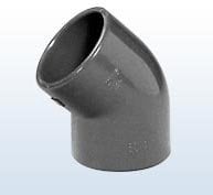 Raccordo ad angolo PVC 45°, 2 manicotti femmina a incollaggio