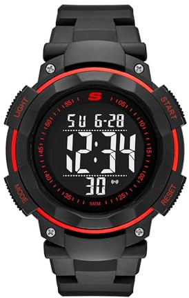 Skechers Men's Ruhland Digital Chronograph Watch, Color: Black/Red (Model: SR1022)