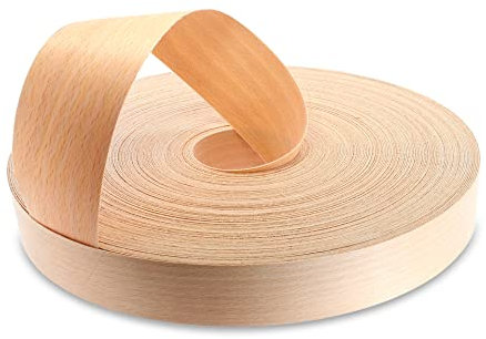 WoodPress® 50 mm Bois de Hêtre Véritable Bande de Chant en Placage Préencollé – Rouleau de 50 m – Application à Repasser