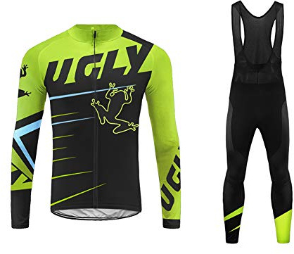 UGLY FROG Herren MTB Winter Fleece Radtrikot Set Fahrrad Trikot Langarm + Radlerhose Thermo Winddicht DEHerrenLD02