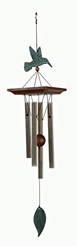 NATURE'S MELODY - Garten Dekor Klangspiel KOLIBRI, ca. 24 Zoll / ca. 62 cm, hellgoldfarben