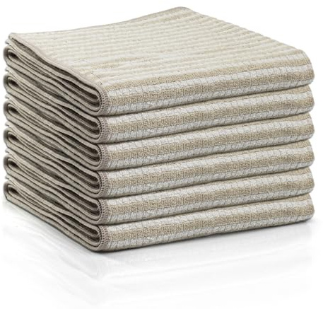 Das blaue Wunder EXTRA Premium Geschirrtücher 6er-Set 40x60cm Creme | Bambusfasern: EXTRA weich und EXTRA saugfähig | Küchentücher mit Qualität | Streifen- und fusselfrei