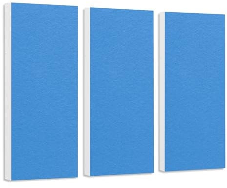 platino24 Schallabsorber COLORE aus Basotec G+ I Akustikpaneele mit Akustikfilz I 3 Wand-Paneele in Hellblau I Akustikplatten zur Schalldämmung in Büro, Studio & Wohnung