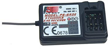 Flysky FS-GR3E 2.4G 3CH Receiver, 3 Channel 2.4G RC Car Boat Receiver with Failsafe, GT3B GT3C Upgrade, 4 x 1.5V AAA Batteries, Black, Ages 6+
