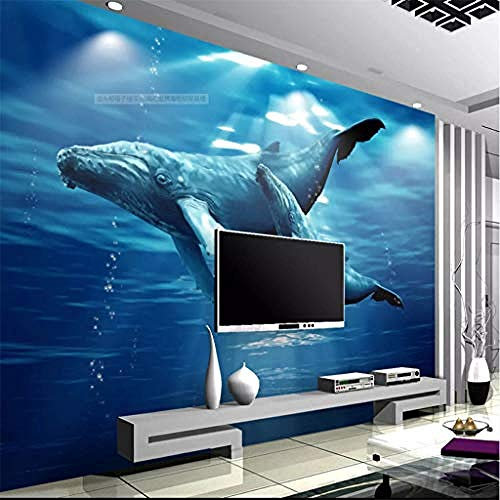 Mural de pared 3D creativo ballena jorobada madre e hijo papel tapiz sala de estar dormitorio cartel Pared Pintado Papel tapiz 3D Decoración dormitorio Fotomural sala sofá pared mural-200cm×140cm