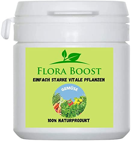 Flora Boost Gemüse Dünger Flora Boost 100g I Für bis zu 100L Gießwasser I Dünger in Pulverform I Für alle Gemüsepflanzen geeignet I Blatt- & Wurzeldünger I 100% natürlicher Pflanzendünger