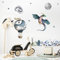 DRACHEN & Heißluftballon Wandtattoo Set V245 | handgezeichnet | AUFKLEBER Kindergarten | Wandsticker Kinderzimmer Drache Mond Wolken (60 x 60 cm)