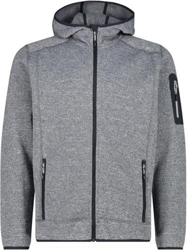 CMP Giacca in Knit-Tech da Uomo con Cappuccio Fisso, Ice-Titanio-Nero, 54