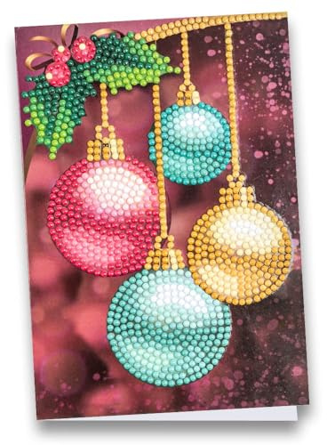 Ideen mit Herz Diamond-Painting-Grußkarte | Din B6 (11,5 x 16,5 cm) | 370 g/m² | inkl. Umschlag & Werkzeug (Weihnachtskugeln)