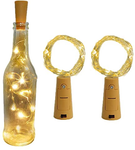 2M 20 LED Warm White Copper Bottle String Lights Battery Operated Fairy Wine Cork Shaped Christmas Decor LED Lights (2)