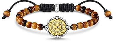 Thomas Sabo Herren Armband Elements of Nature Tigerauge gold, aus Tigerauge Perlen, geschwärzten 925er Sterlingsilber mit 750er Gelbgold-Vergoldung, Länge: 15-22 cm, A2009-966-2-L22V