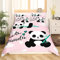 Panda Bettwäsche 155x220 cm Karikatur Panda Bambus motiv Bettwäsche Set Kinder Mädchen Jungen Niedliches Tier Thema Bettbezug Kawaii Tier Panda Bettwäsche Rosa, 1 Bettbezug mit 1 Kissenbezug 80x80cm