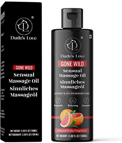 Dude's Love - DL Bio-Essbares, fruchtiges, sinnliches Körpermassageöl | Ätherische Öle aus Grapefruit und Limette, Kokosnussöl und Sesamöl für Paare | Date Night & Massagetherapie | -100 ml