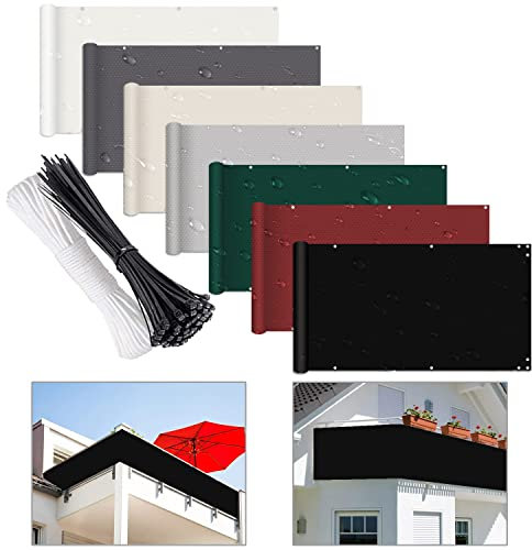 ELINHGO Brise Vue Balcon 140x900cm, Brise Vue Balcon Tissu, imperméable à l'eau, Protection Contre Le Vent et Le Soleil, pour Balcon/Patio/Jardin/terrasse/Grillage - Le Noir