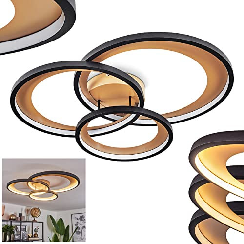 HOFSTEIN LED Deckenleuchte Baiyin, dimmbare Deckenlampe aus Metall/Kunststoff in Gold/Schwarz/Weiß, 4300 Lumen, 3000 Kelvin, 36 Watt (inkl.), dimmbar über herkömmlichen Lichtschalter