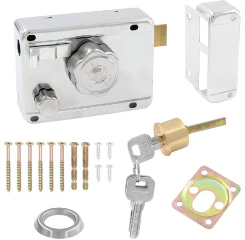 LDEXIN Home Safety Vertical Keyway Cylinder Deadbolt Rim Lock Set Exterior Door Gate Lock Anti-Theft Door Locks for Left Opened