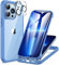 CENHUFO Compatible with iPhone 13 Pro Max Case Built-in Glass Screen Protector with Camera Lens Protector, 360 Full Body Heavy Duty Protective Phone Case for iPhone 13 Pro Max case Shockproof -Blue