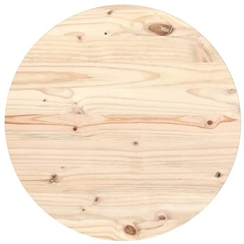 Tidyard Tischplatte Massivholzplatte Holzplatte Ersatztischplatte Holz Platte für Esstisch Massivholz Kiefer Ø60x2,5 cm
