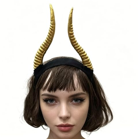 LEEMASING Antilope Horn Stirnband Halloween Kostüm Cosplay Stirnband Haarband Kopfschmuck für Motto-Partys Geburtstag Cosplay Kostüm (Gold)