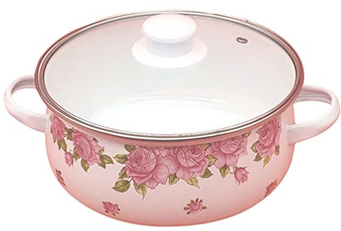 UPKOCH 1ensemble Pot De Cuisson Émaillé Vintage Avec Poignées Doubles Casserole Pour Soupe Ramen Porridge Pot De Cuisine Élégant Et Pratique