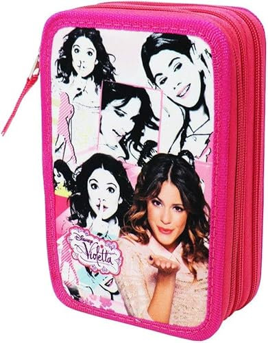 CUCUBA Federmäppchen Violetta mit drei Etagen, für 44 Teile, Geschenkidee, Rosa, Schulmäppchen
