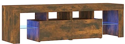 vidaXL TV Schrank mit LED-Leuchten Lowboard TV Möbel Tisch Board Sideboard Fernsehschrank Fernsehtisch HiFi-Schrank Räuchereiche 140x36,5x40cm