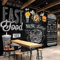 Peel And Stick Wallpaper 3D Tafel Handgezeichnetes Fast-Food-Burger-Restaurant Tapete Wandbilder Wohnzimmer Hotel Restaurant Halle Eingang Arbeitszimmer Hintergrund Selbstklebende 140 x 70 cm (BxH)