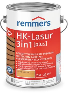 Remmers HK-Lasur 3in1 [plus] pinie/lärche, matt, 2,5 Liter, Lösemittelreduzierte Premium-Holzschutz-Lasur für außen, 3in1, schnelltrocknend, langlebig