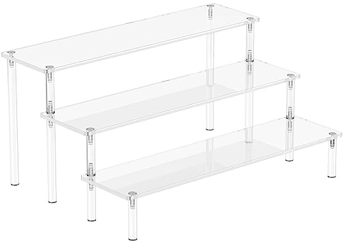 Aredpoook Acrylic Display Risers, 3 Tier Perfume Organizer Stand, Clear Cupcake Stand Holder, Large Shelf Risers for Figures, Dessert Shelves for Party, Display Shelf for Decoration and Organizer