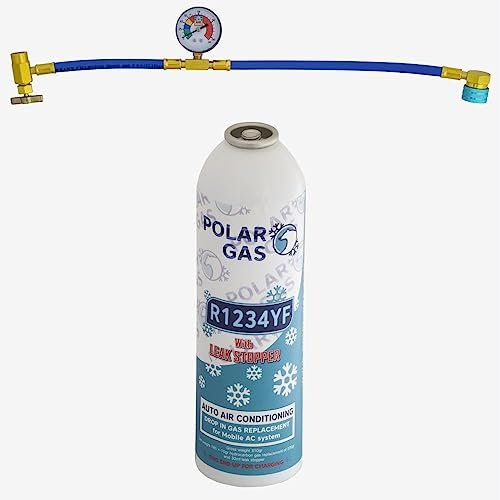 1KL1CA ClimaSet R1234yf Car AC Recharge + Leak Stopper – 2-in-1 Aircon Refill & Sealant – 370g Can with Hose – 1/2” ACME Right-Hand Thread – DIY Regas Kit (Refill & Sealant + Hose)