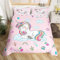 Bettwäsche 155x220 Einhorn Muster Bettbezug Set 3Teilig, Rosa Regenbogen-Einhorn Bettwäsche-Sets 155x220cm Mikrofaser mit 2 Kissenbezüge 80x80cm, Weiche Atmungsaktive Allergiker Bettdeckenbezug