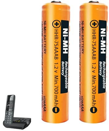 ZZWJBCYLE HHR-75AAAB NI-MH Battery 700 mAh (1.2 V) for Panosonic Cordless Phones, Rechargeable Batteries AAA for Gigaset Handsets - Pack of 2