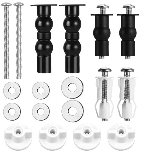 ANBOO 6 Pièces Fixation Abattant WC Vis, Universel Fixation de Siège de Toilette, Abattant WC Fixations Charnières, Fixations WC Siège de Boulons à Expansion