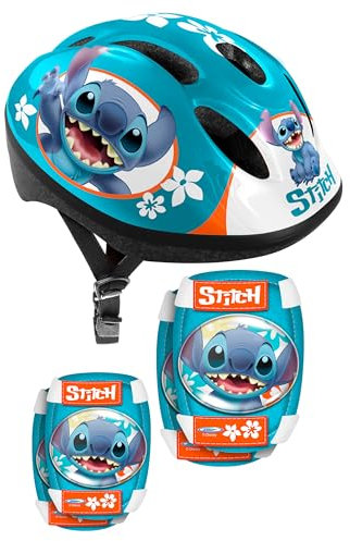 Stamp Combo (Casque + Genouillères & Coudières), Unisex-Youth, Blanco/Azul