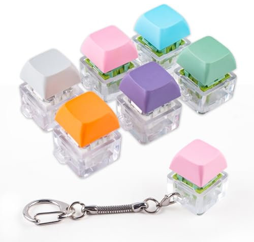 6 Pcs Tastatur Fidget Spielzeug, Geringe Lautstärke&Klicken Fidget Keyboard, Schlüsselanhänger Dekompression Spielzeug, Mechanische Tastatur Fidget Clicker, Stressabbau Fidget Button