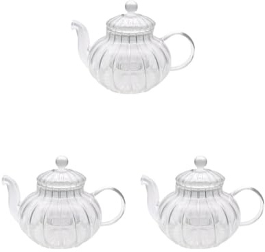 Teekanne aus Borosilikatglas, hitzebeständig, transparent, 600 ml, 3er-Set