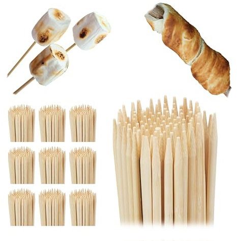 Relaxdays Pics brochettes Bambou Set de 1000 Accessoires Barbecue Grill Guimauve 90 cm de Long, Nature