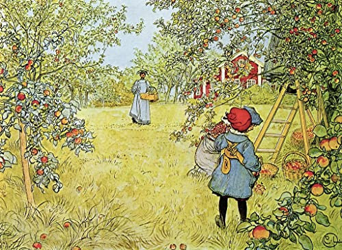 MSTECO Berühmt Leinwand Wandbild Kunstdruck Leinwand Malerei Poster Die ernte von carl larsson für Flurdekoration 60x90cm