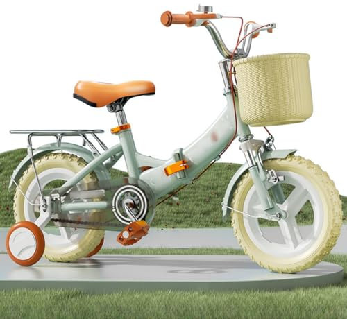 ORNDYDM Fahrrad,Premium Mountainbike in 12 14 16 18 Zoll Fahrrad für Mädchen Jungen Herren und Damen,Scheibenbremse Herrenrad,Fahrrad Herren Bikes 14 Inch with Training Wheels Green