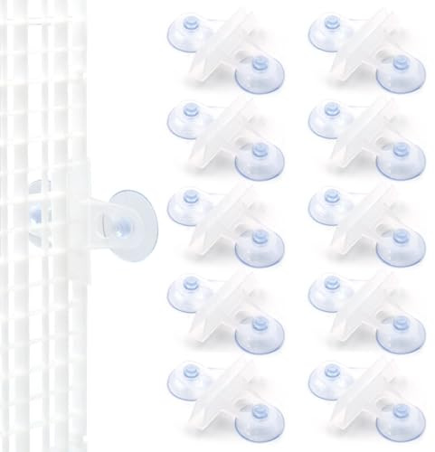 LINLAN 10 Piezas Clips de Ventosa para Separadores de Acuarios, Clips de Fijación de Vidrio, Soportes de Aislamiento para Tablas de Plástico para Peceras (Blanco)