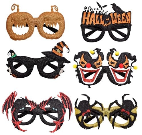 APPCRFM 6PCS Pezzi Occhiali di Halloween, Occhiali da Festa Divertenti, accessori per feste, Adatto per Bambini Adulti Halloween