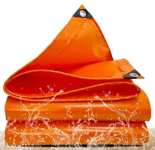 Strapazierfähige, wasserdichte Plane, 100 % wasserdicht, verstärkte Ösen und Kanten, ideal für Gartenmöbel, Gartenhaus und Camping, 1,5 x 8,5 m, 800 g