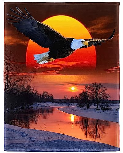 yomeeaaaa Eagle Blanket Sunset Hawk Flying Falcon Fleecedecke, weich, flauschig, Plüsch-Überwurf, Decken für Couch, Bett, 101,6 x 127 cm
