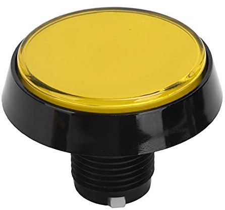 Pulsador Botón G Ole con Luz LED Botón de Interruptor Plano Redondo Grande de 60 Mm para Interruptor de 3 Pies C G Ole e Capas G Ole (Amarillo+LED+interruptor de tres patas)
