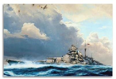 XFPMXC WWII Vintage Battleship Poster 1941 05 26 Sighting The Bismarck, dekoratives Gemälde, Leinwand, Wandkunstwerke, Bild, 30 x 45 cm